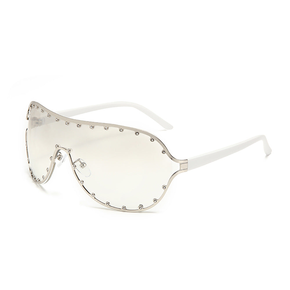 Wholesale Conjoined Y2k Large Frame Rivet PC Sunglasses